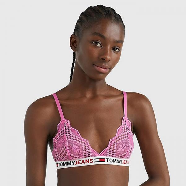 Podprsenka Tommy Hilfiger Unlined Lace Triangle Bra Pink Armour S