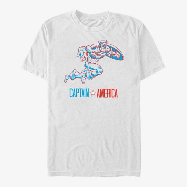 Tričko Merch Marvel Avengers Classic - Three Dimensional Cap Men's T-Shirt White M