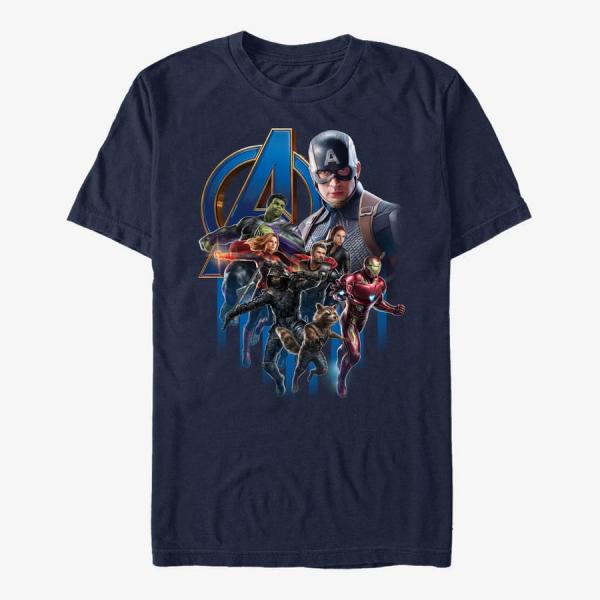 Tričko Merch Marvel Avengers: Endgame - Avengers Group Poster Men's T-Shirt Navy Blue XXL