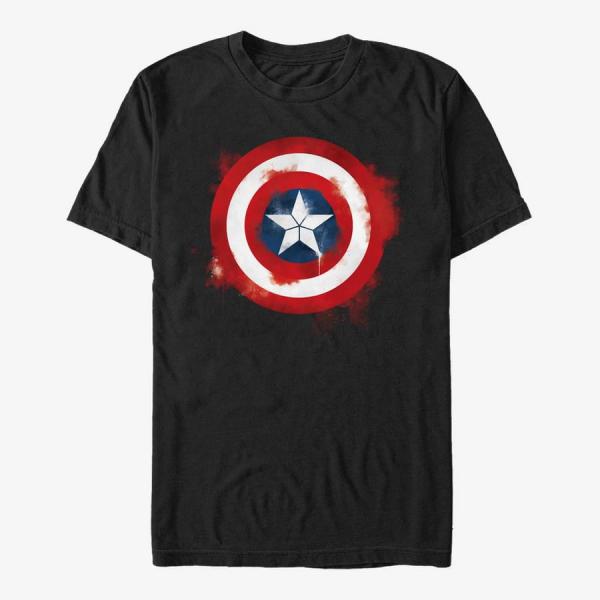Tričko Merch Marvel Avengers: Endgame - Captain America Spray Logo Men's T-Shirt Black L