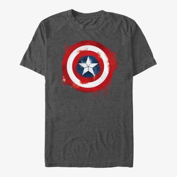 Tričko Merch Marvel Avengers: Endgame - Captain America Spray Logo Men's T-Shirt Dark Heather Grey L