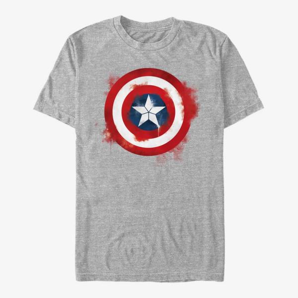 Tričko Merch Marvel Avengers: Endgame - Captain America Spray Logo Men's T-Shirt Heather Grey S
