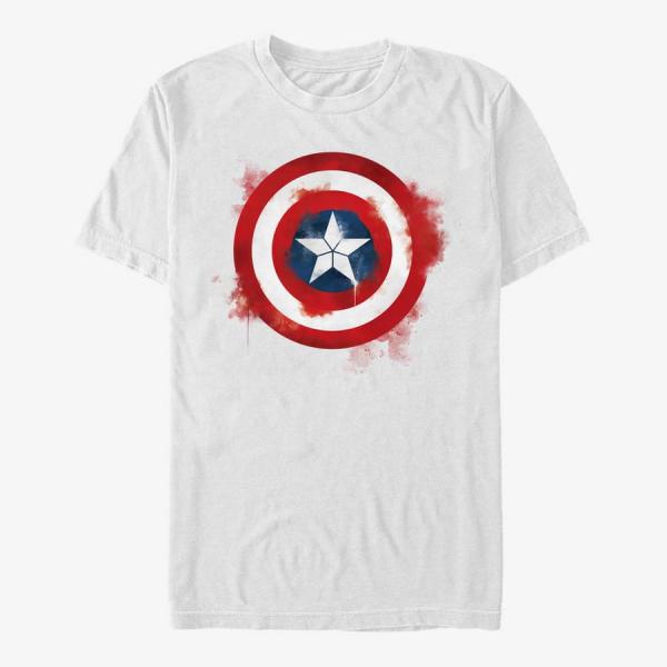Tričko Merch Marvel Avengers: Endgame - Captain America Spray Logo Men's T-Shirt White S