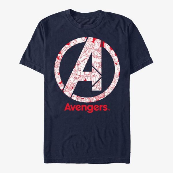Tričko Merch Marvel Avengers: Endgame - Line Art Logo Men's T-Shirt Navy Blue S