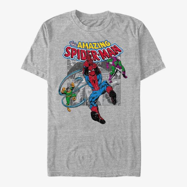 Queens Marvel Spider-Man Classic - Spiderman Collage Men's T-Shirt Heather Grey