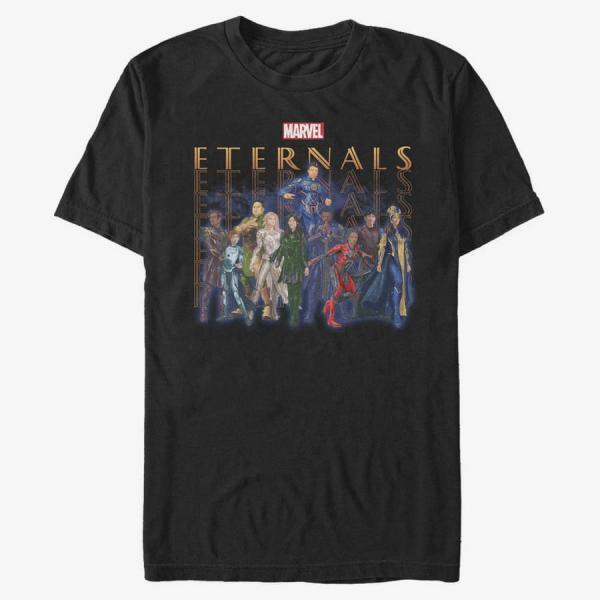 Tričko Merch Marvel The Eternals - ETERNALS GROUP REPEATING Men's T-Shirt Black S