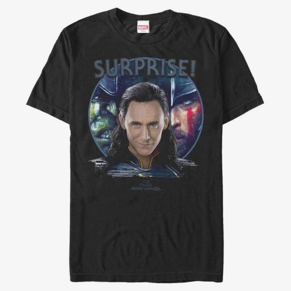 Tričko Merch Marvel Thor Ragnarok - Loki Surprise Trio Men's T-Shirt Black M
