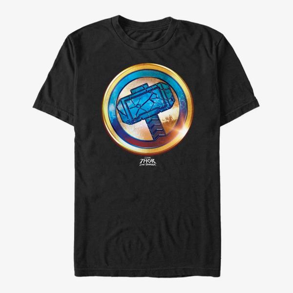 Tričko Merch Marvel Thor: Love and Thunder - Mjollnir Gold Men's T-Shirt Black M