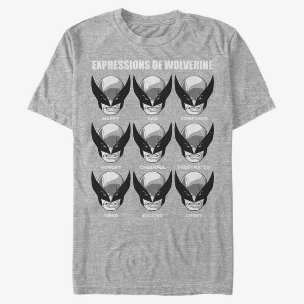 Queens Marvel X-Men - EXPRESSIONS OF WOLVERINE Men's T-Shirt Heather Grey