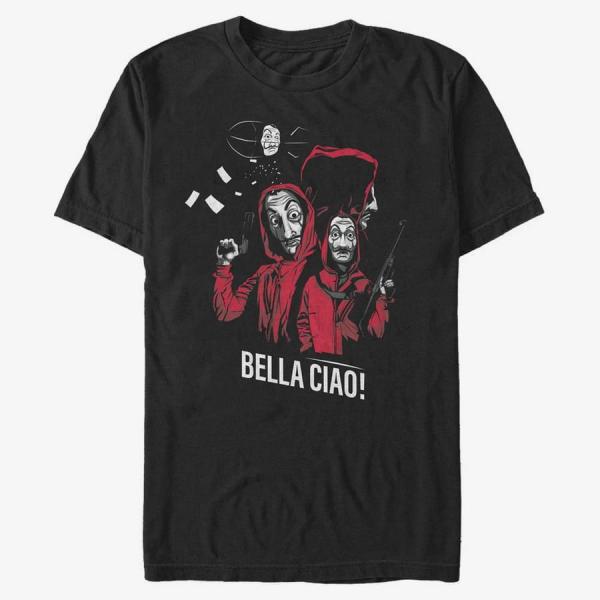 Queens Netflix Money Heist - Masked Zeppelin Group Men's T-Shirt Black