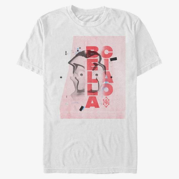 Queens Netflix Money Heist - Warped Mask Collage Men's T-Shirt White