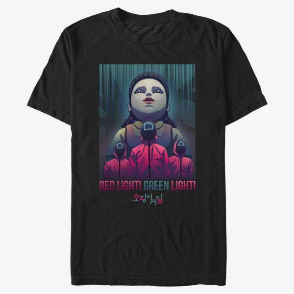 Tričko Merch Netflix Squid Game - Red Light eyes Men's T-Shirt Black M