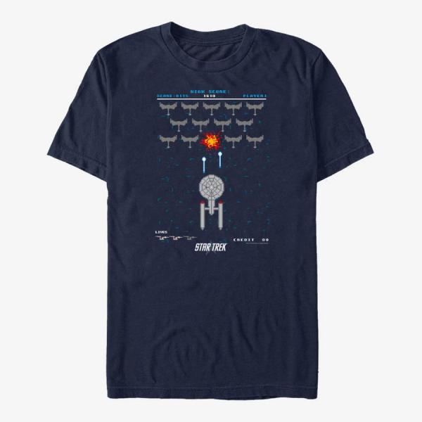 Tričko Merch Paramount Star Trek - Pixel Fighter Men's T-Shirt Navy Blue M
