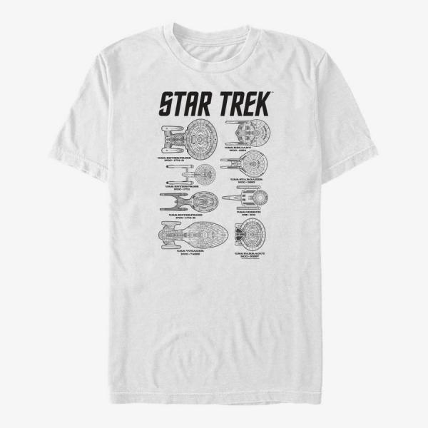 Tričko Merch Paramount Star Trek - Ships of Trek Men's T-Shirt White XXL