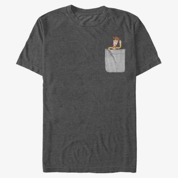 Tričko Merch Pixar Toy Story - Woody Faux Pocket Men's T-Shirt Dark Heather Grey XL