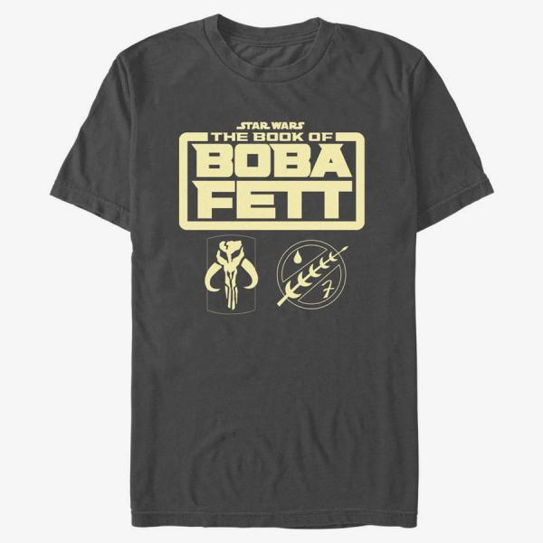 Tričko Merch Star Wars Book of Boba Fett - Boba Fett Armor Logo Men's T-Shirt Dark Heather Grey XL