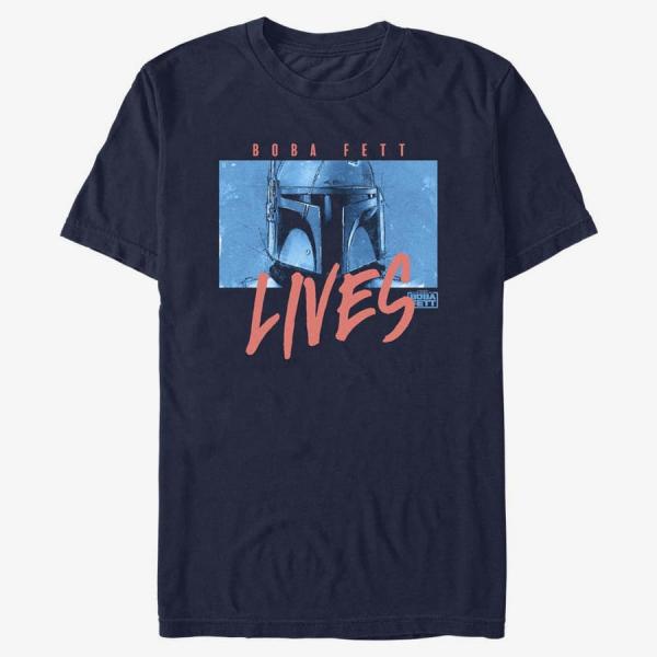 Queens Star Wars Book of Boba Fett - Boba Lives Men's T-Shirt Navy Blue