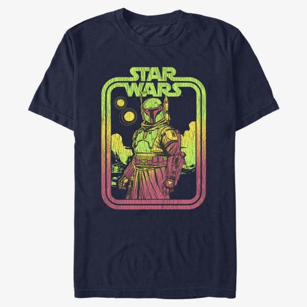 Queens Star Wars Book of Boba Fett - Boba Retro Men's T-Shirt Navy Blue