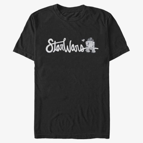 Queens Star Wars: Classic - Cursive R2 Men's T-Shirt Black