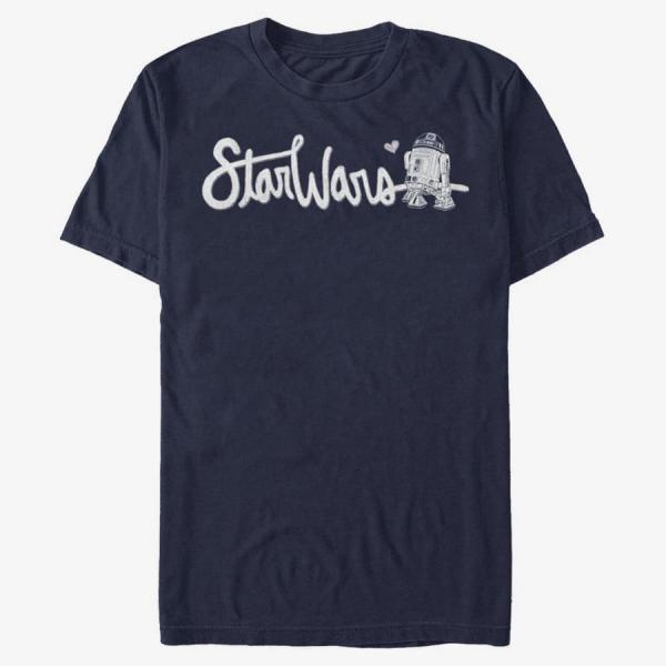 Queens Star Wars: Classic - Cursive R2 Men's T-Shirt Navy Blue