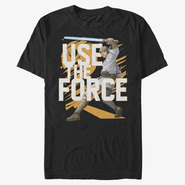 Tričko Merch Star Wars: Classic - Force Stack Luke Men's T-Shirt Black S