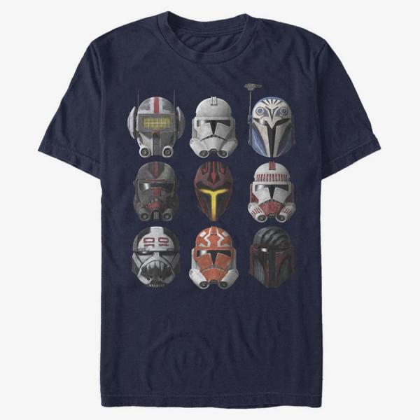 Queens Star Wars: Clone Wars - Clone Helmets Men's T-Shirt Navy Blue