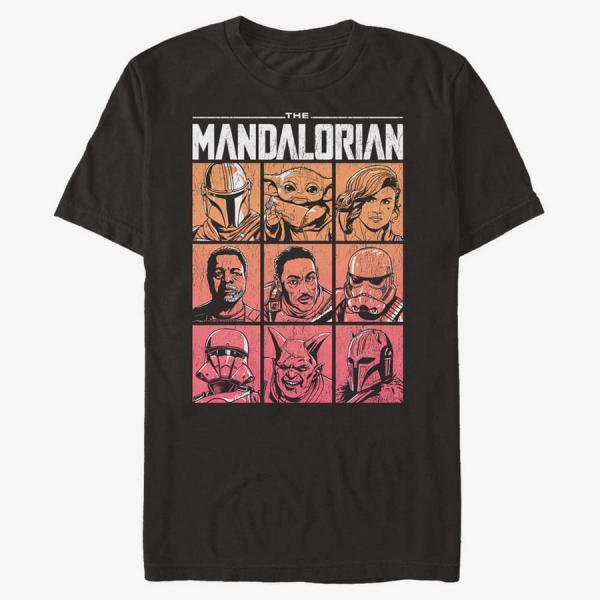 Tričko Merch Star Wars: Mandalorian - All Star Cast Men's T-Shirt Black XXXL