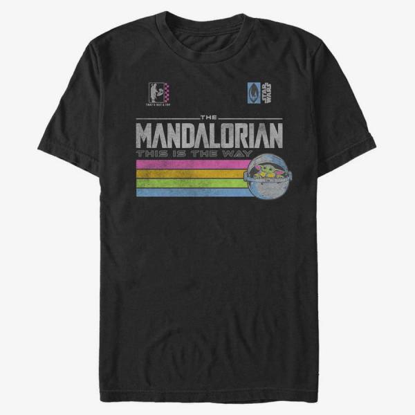 Queens Star Wars: Mandalorian - Child Stripes Men's T-Shirt Black