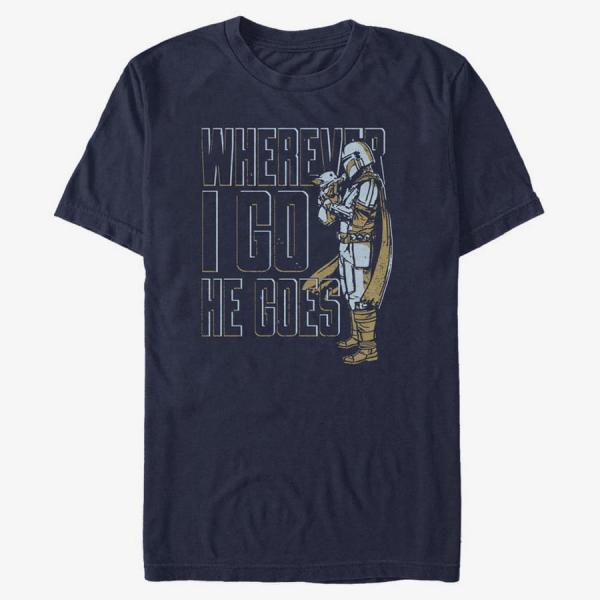 Queens Star Wars: Mandalorian - It Follows Men's T-Shirt Navy Blue