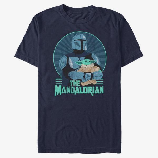 Tričko Merch Star Wars: Mandalorian - Mando and Child Men's T-Shirt Navy Blue S