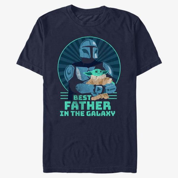 Tričko Merch Star Wars: The Mandalorian - Best Father Men's T-Shirt Navy Blue S