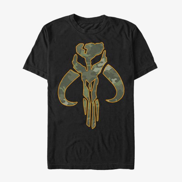 Queens Star Wars: The Mandalorian - Camo Mando Men's T-Shirt Black
