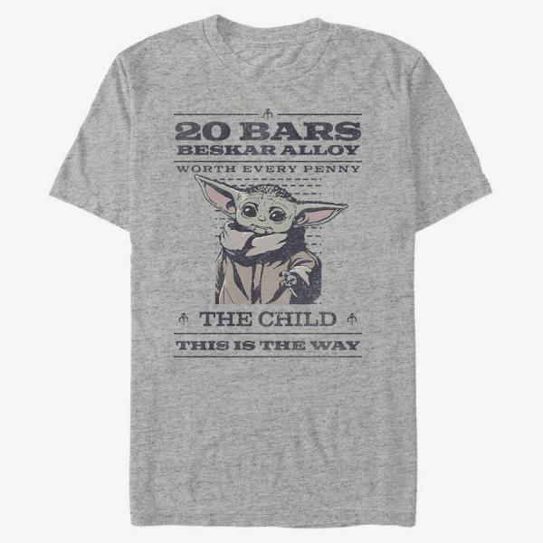 Tričko Merch Star Wars: The Mandalorian - Wanted Poster Men's T-Shirt Heather Grey S