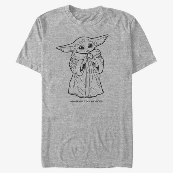 Queens Star Wars: The Mandalorian - Wherever I Go Men's T-Shirt Heather Grey