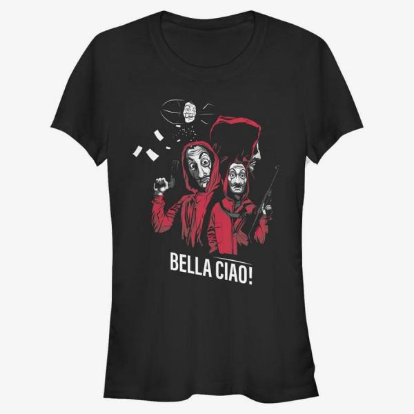 Tričko Merch Netflix Money Heist - Masked Zeppelin Group Women's T-Shirt Black S