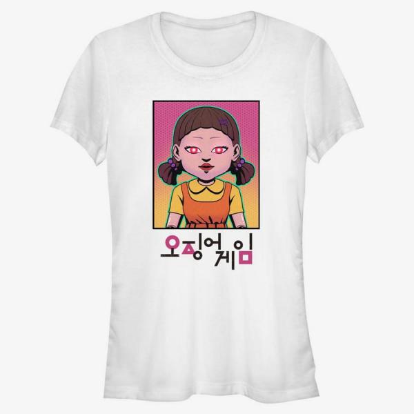 Tričko Merch Netflix Squid Game - Neon Doll Women's T-Shirt White S