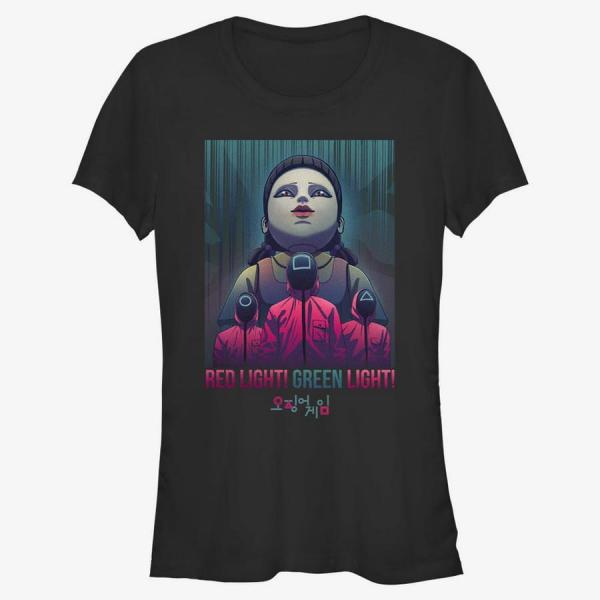 Tričko Merch Netflix Squid Game - Red Light eyes Women's T-Shirt Black M