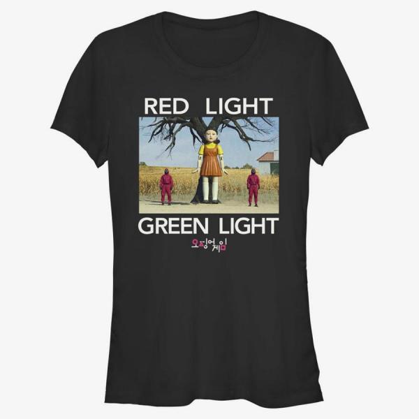 Tričko Merch Netflix Squid Game - Red Light Green Light Women's T-Shirt Black L