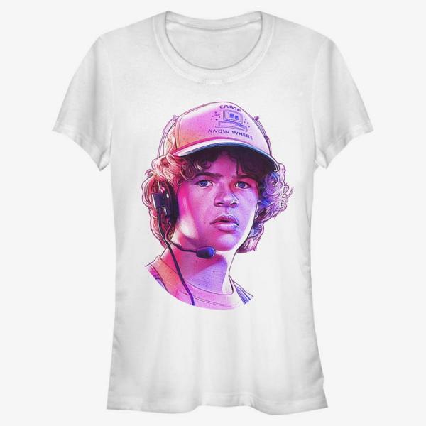 Queens Netflix Stranger Things - Dusty Big Face Women's T-Shirt White