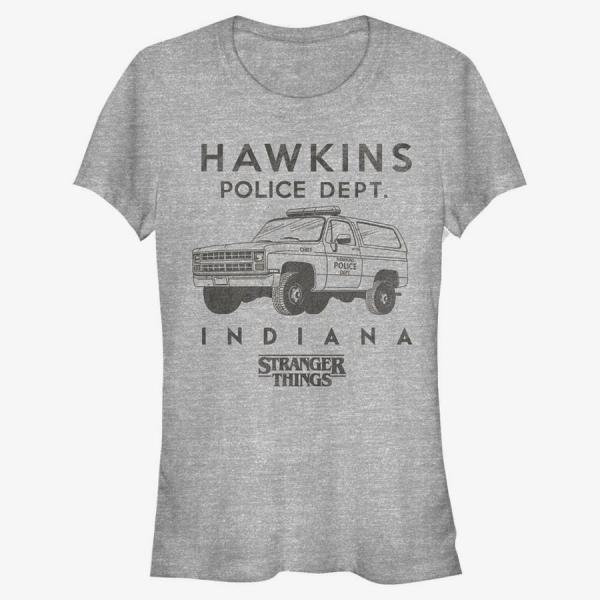 Tričko Merch Netflix Stranger Things - Hawkins Police Auto Women's T-Shirt Heather Grey L