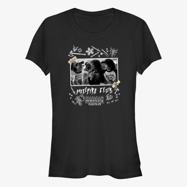Tričko Merch Netflix Stranger Things - HELLFIRE CLUB SCRAPBOOK Women's T-Shirt Black S