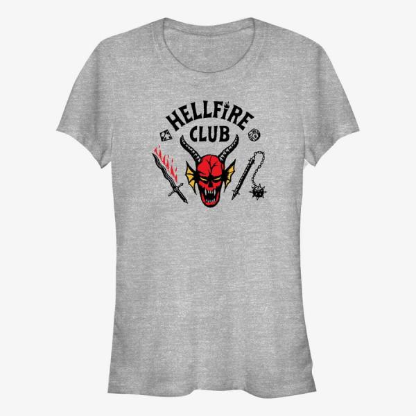 Tričko Merch Netflix Stranger Things - Hellfire Cut Women's T-Shirt Heather Grey M