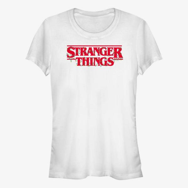 Queens Netflix Stranger Things - Christmas Lights Logo Women's T-Shirt White
