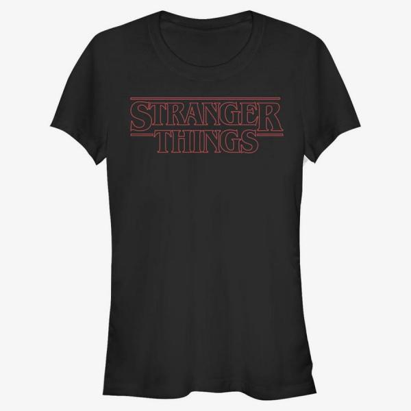 Tričko Merch Netflix Stranger Things - Stranger Red Outline Logo Women's T-Shirt Black XXL