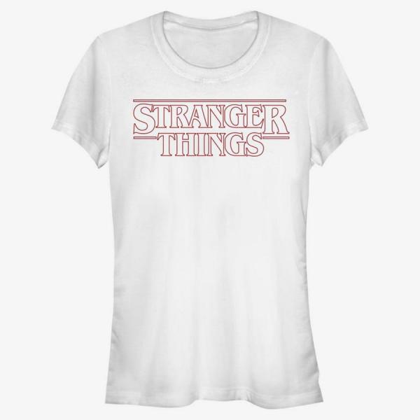 Tričko Merch Netflix Stranger Things - Stranger Red Outline Logo Women's T-Shirt White L