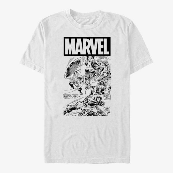 Tričko Merch Marvel Avengers Classic - Black And White Cap Men's T-Shirt White M
