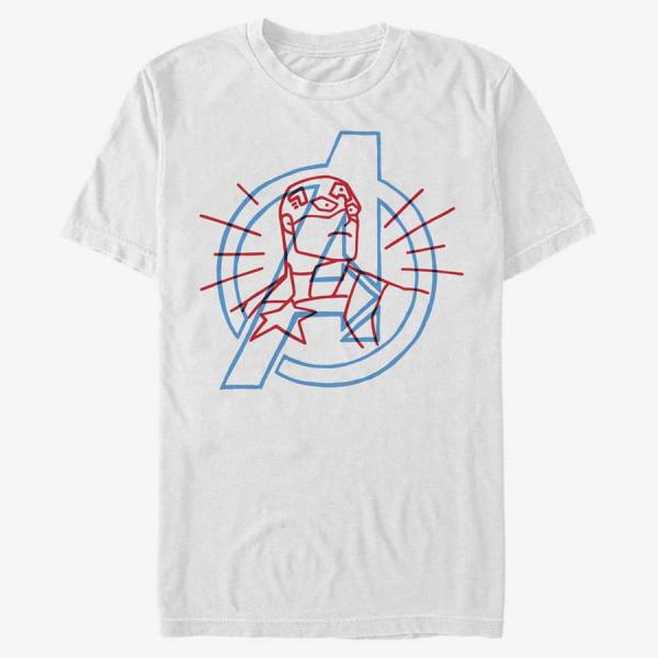 Tričko Merch Marvel Avengers Classic - Cap Doodle Avengers Men's T-Shirt White XXXL