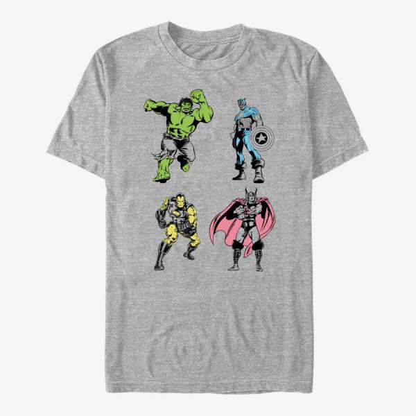 Tričko Merch Marvel Avengers Classic - Neon Pop Avengers Men's T-Shirt Heather Grey XL