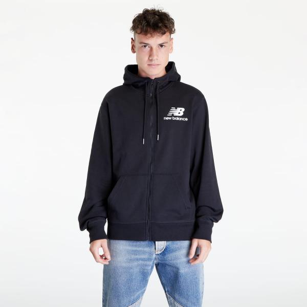 Mikina New Balance Essentials Stacked Full Zip Hoodie Black