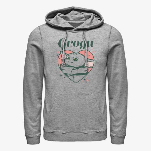 Queens Star Wars: The Mandalorian - GROGU HEART Unisex Hoodie Heather Grey